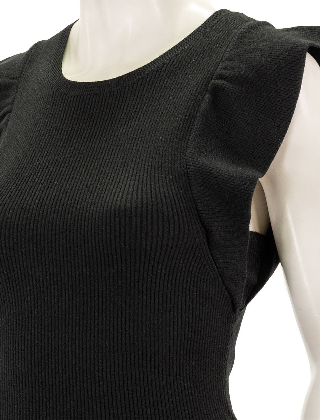 Close-up view of Marie Oliver's rory top in black.