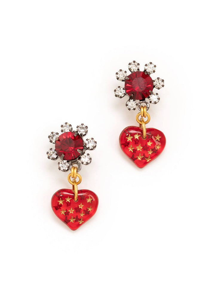 Elizabeth Cole heart earrings in red - Twigs
