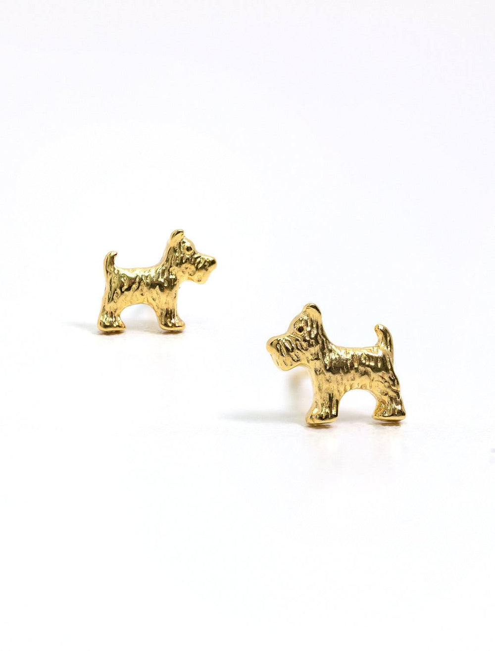 Tai jewelry's westie dog posts in gold.