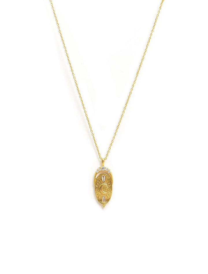 Tai jewelry's rounded coin necklace in gold.