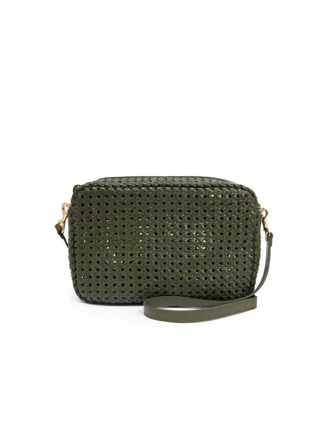 Front view of Clare V.'s marisol crossbody bag in army rattan.