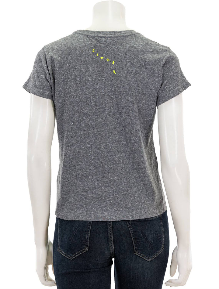 Back view of Clare V.'s ciao classic tee in grey and neon.
