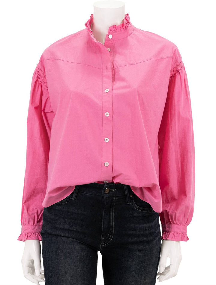 Front view of Xirena's Colette Shirt in Pink Zinnia.