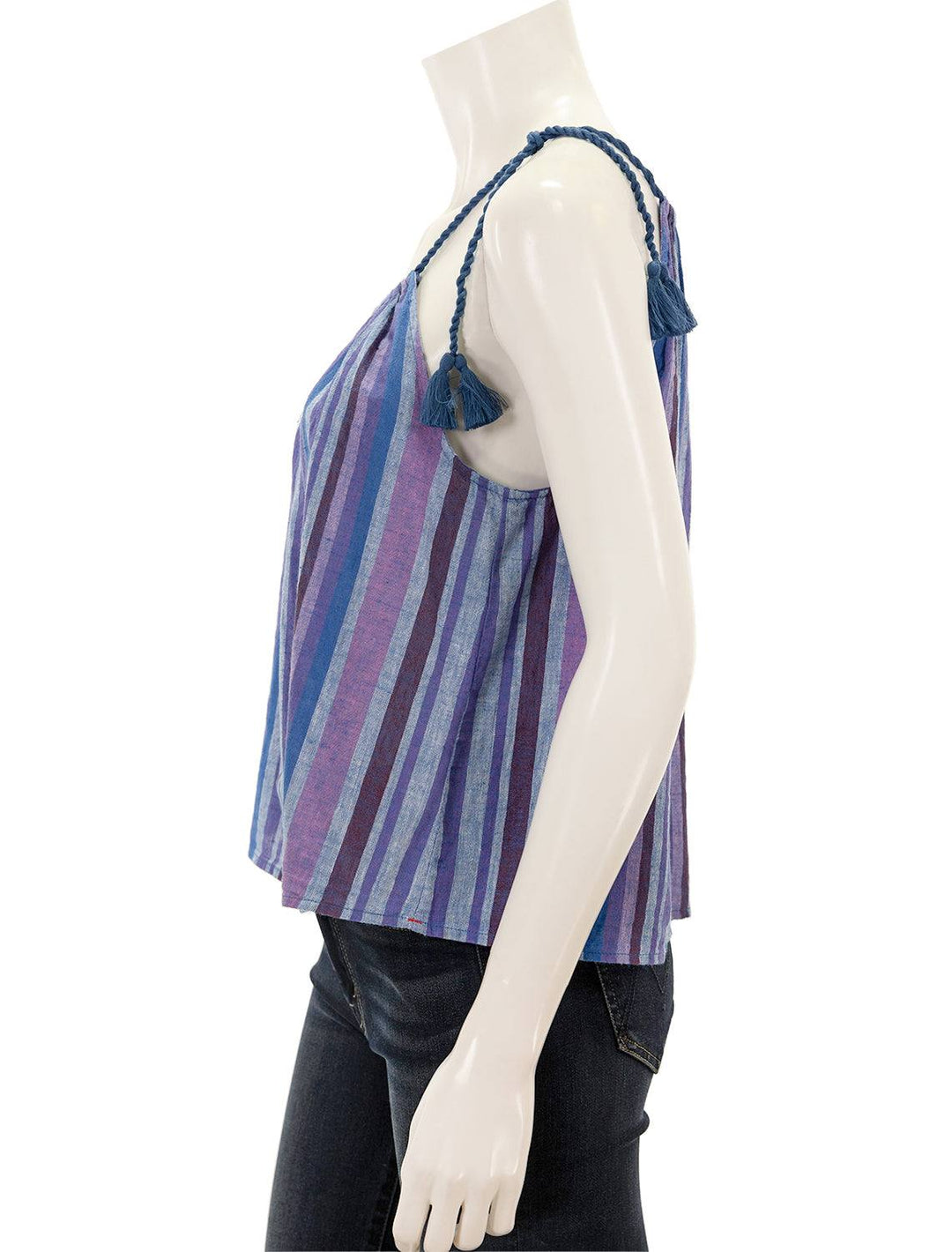 Side view of Xirena's tula top in ultraviolet.