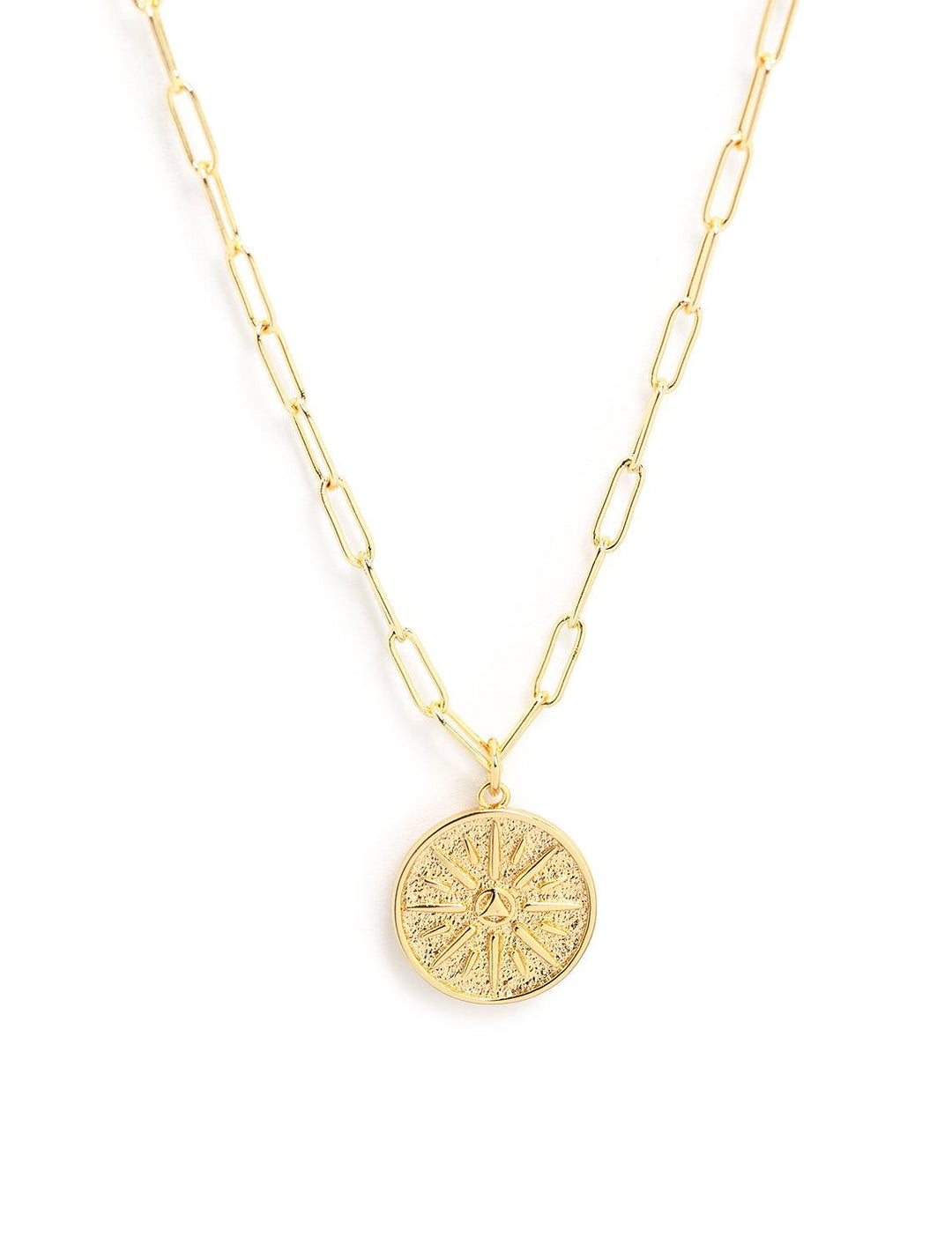 atlas medallion necklace in gold