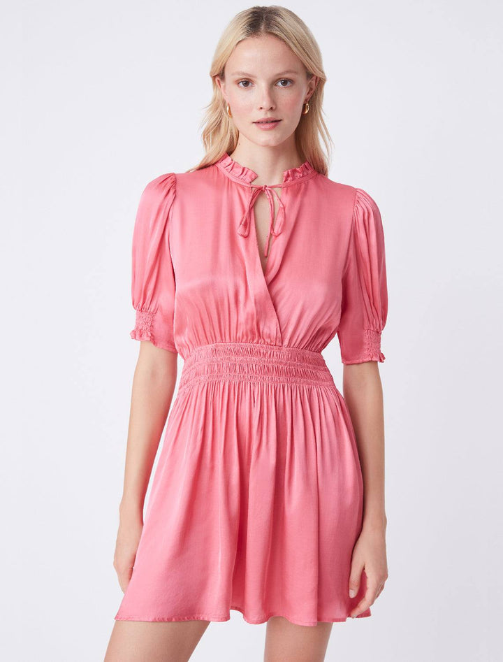 Model wearing Suncoo's chaden dress in rose.
