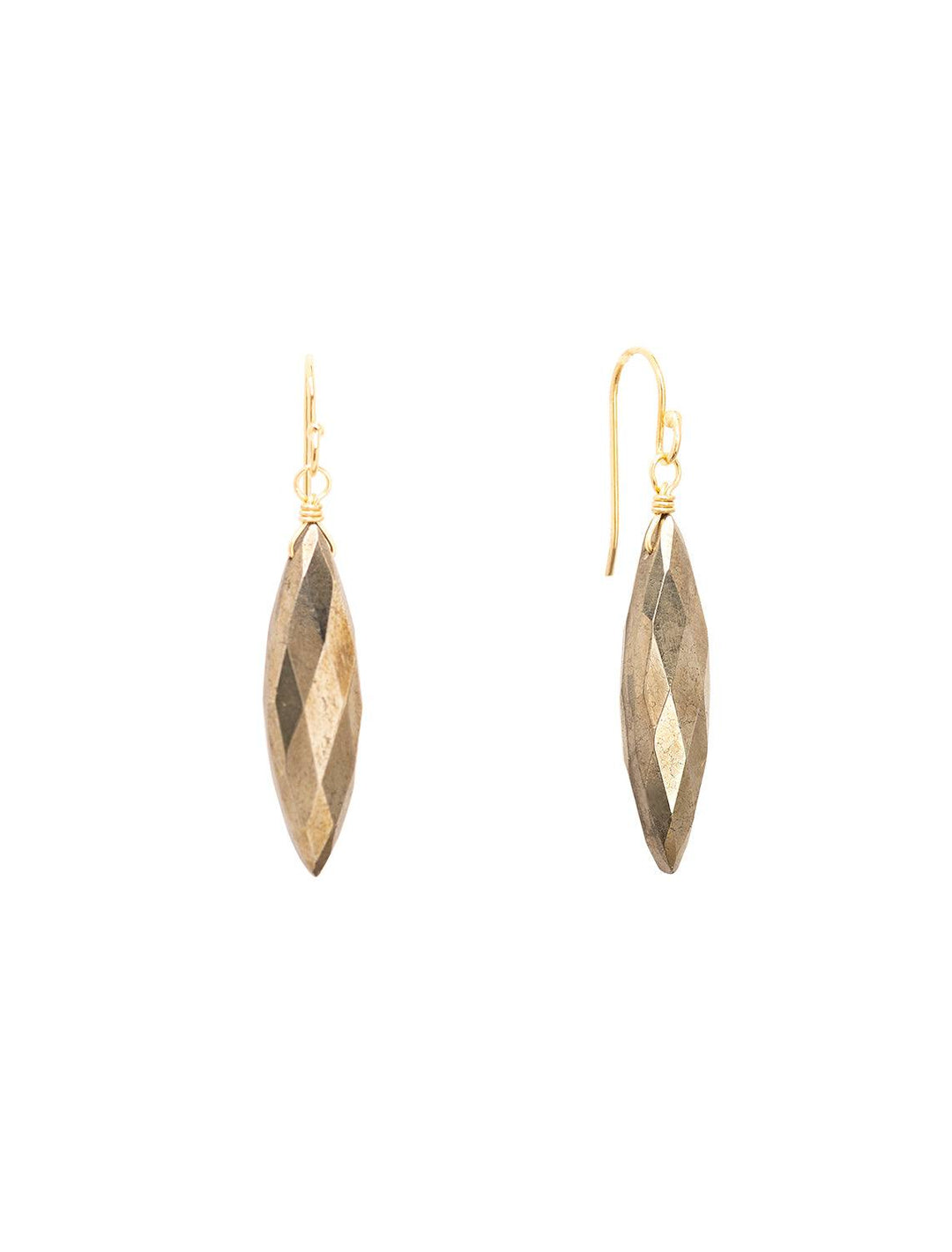 pyrite navette earrings
