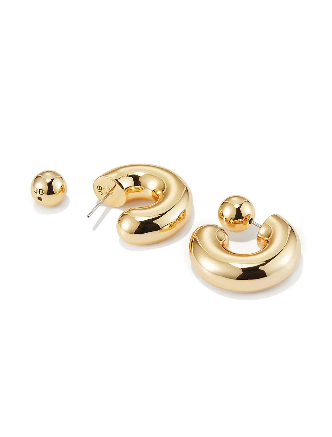 Side angle view of Jenny Bird's Large Tome Hoops in 14K Gold-Dipped Brass. 