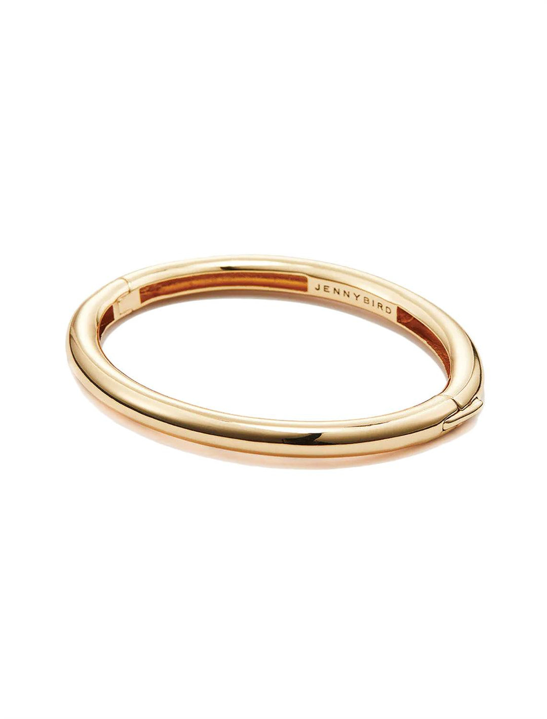 Front angle view of Jenny Bird's Gia Bangle in Gold Tone Dipped Brass.