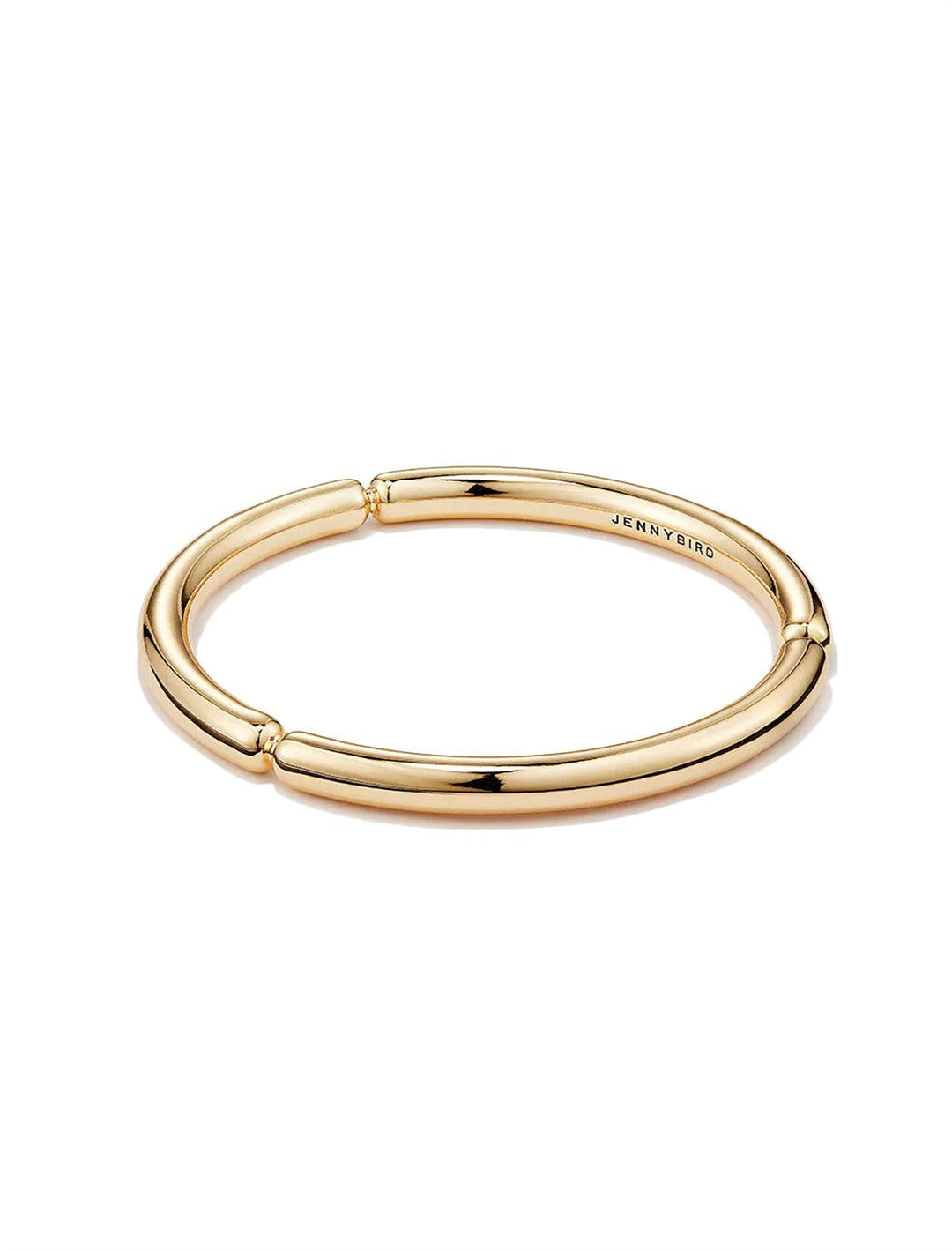 Front angle view of Jenny Bird's Izabella Bangle in Gold Tone Dipped Brass.