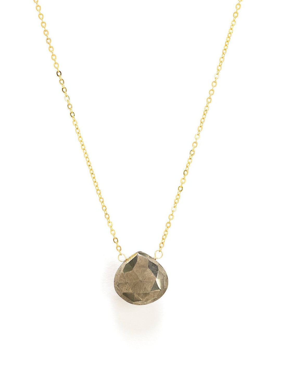 faceted pyrite teardrop necklace
