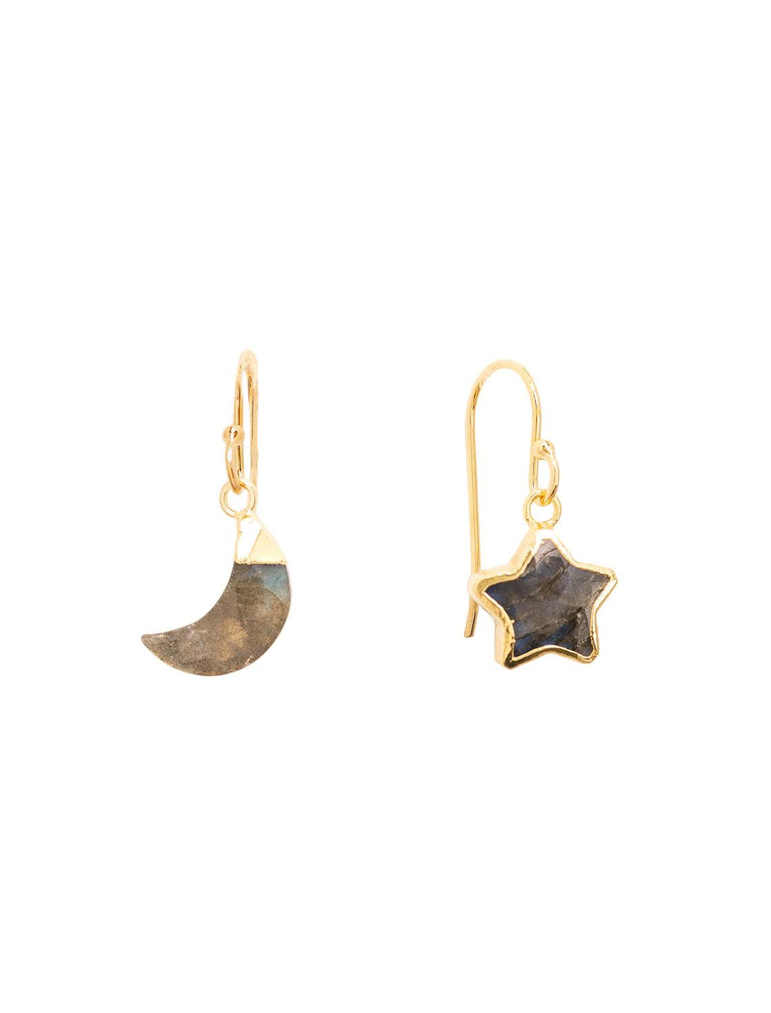 moon and star labradorite earrings