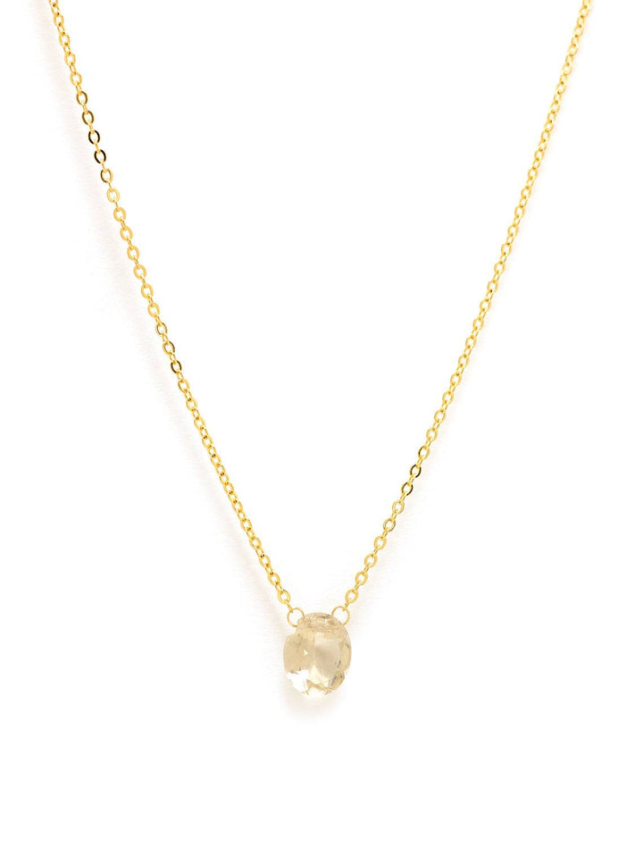 champagne quartz solitare necklace