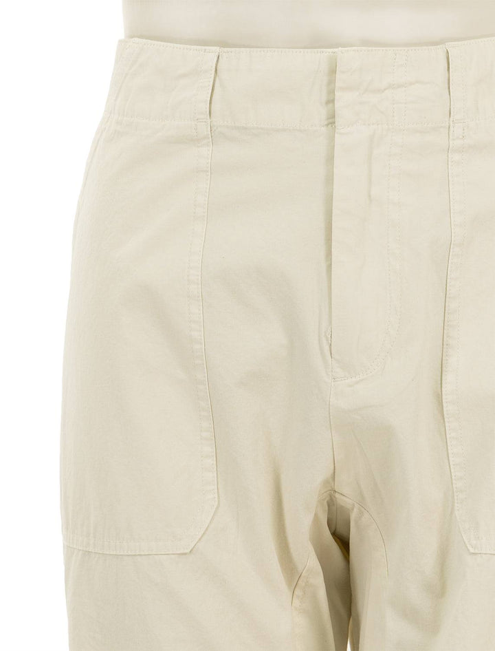 Close-up view of Rag & Bone's leyton workwear pant in ivory.
