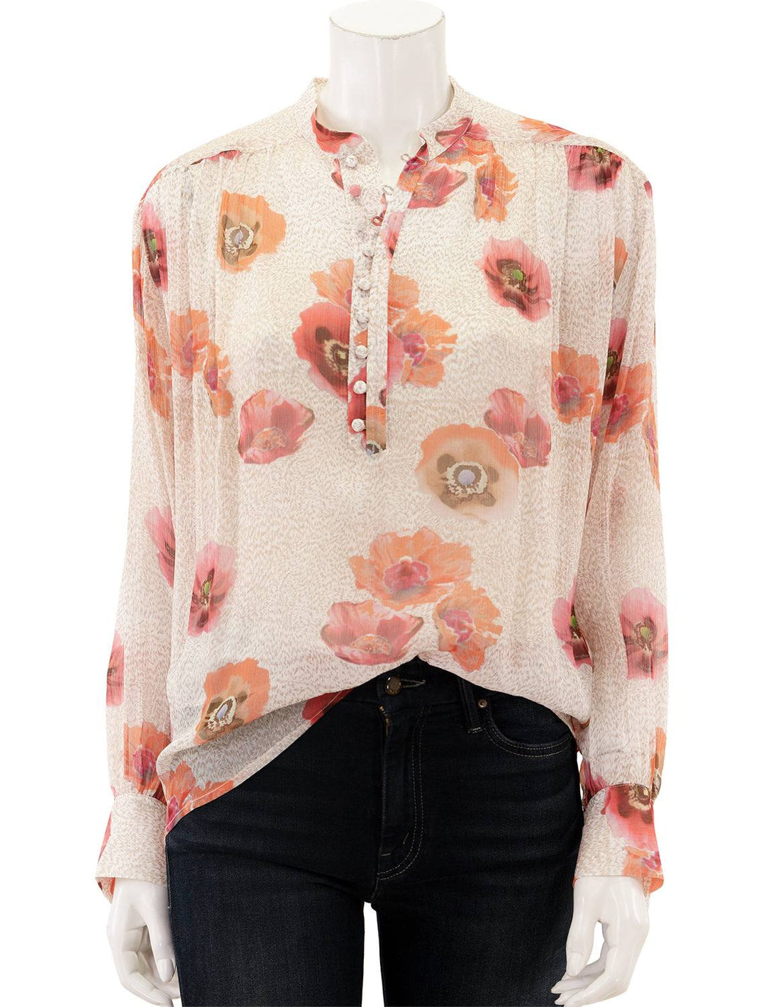 Front view of Rag & Bone's carla top in ivory floral.