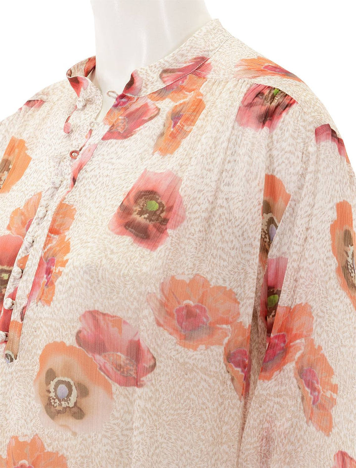 Close-up view of Rag & Bone's carla top in ivory floral.