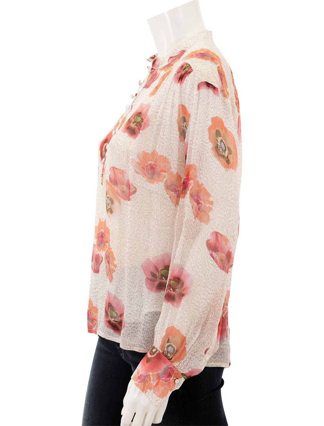 Side view of Rag & Bone's carla top in ivory floral.