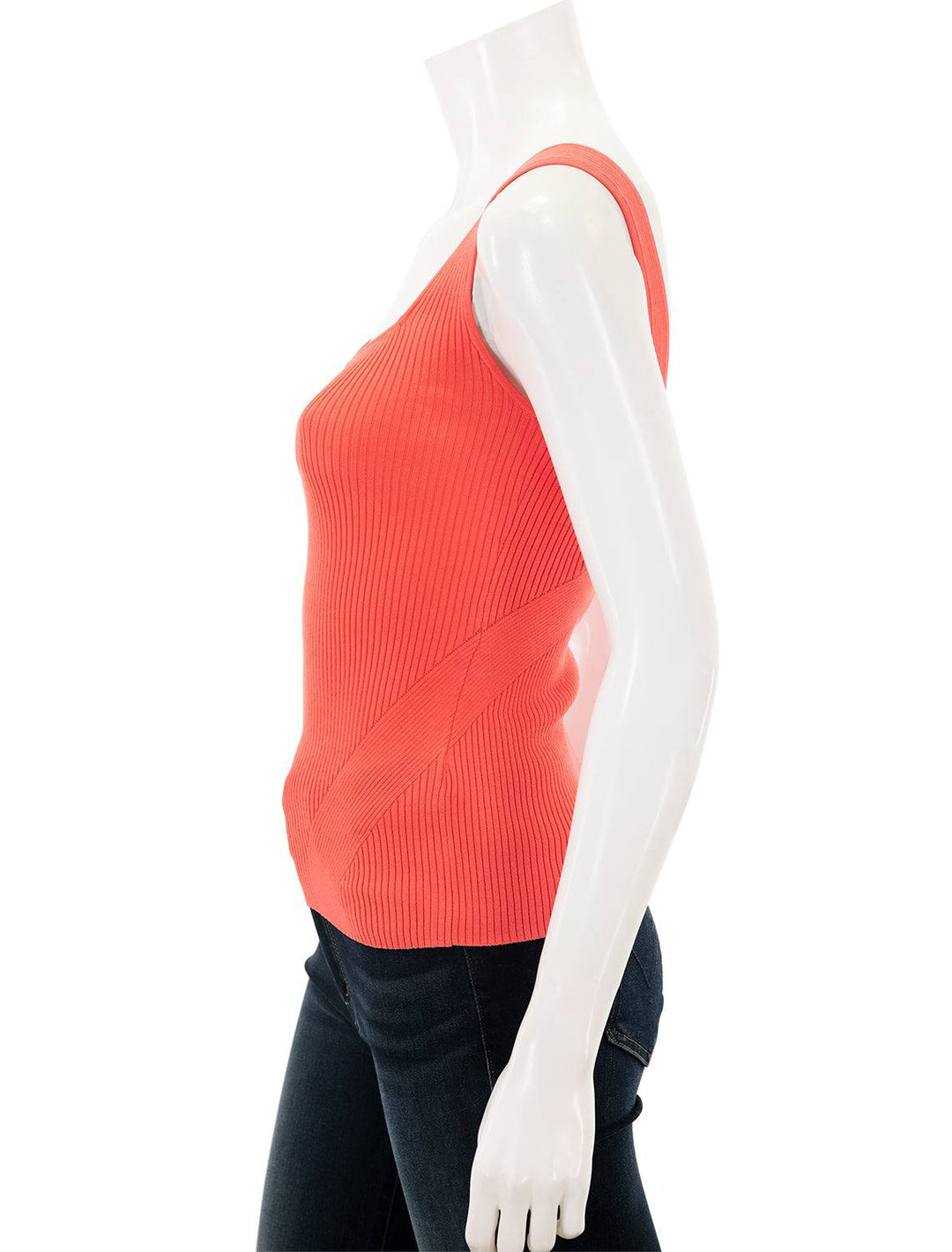 Side view of Rag & Bone's asher tank in coral.