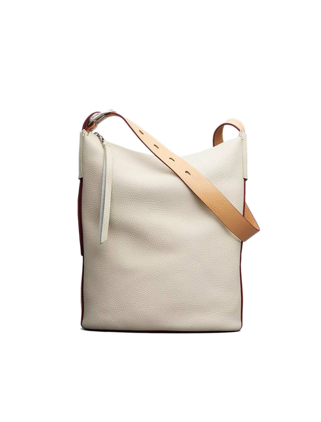 Front view of Rag & Bone's belize bag in antique white.
