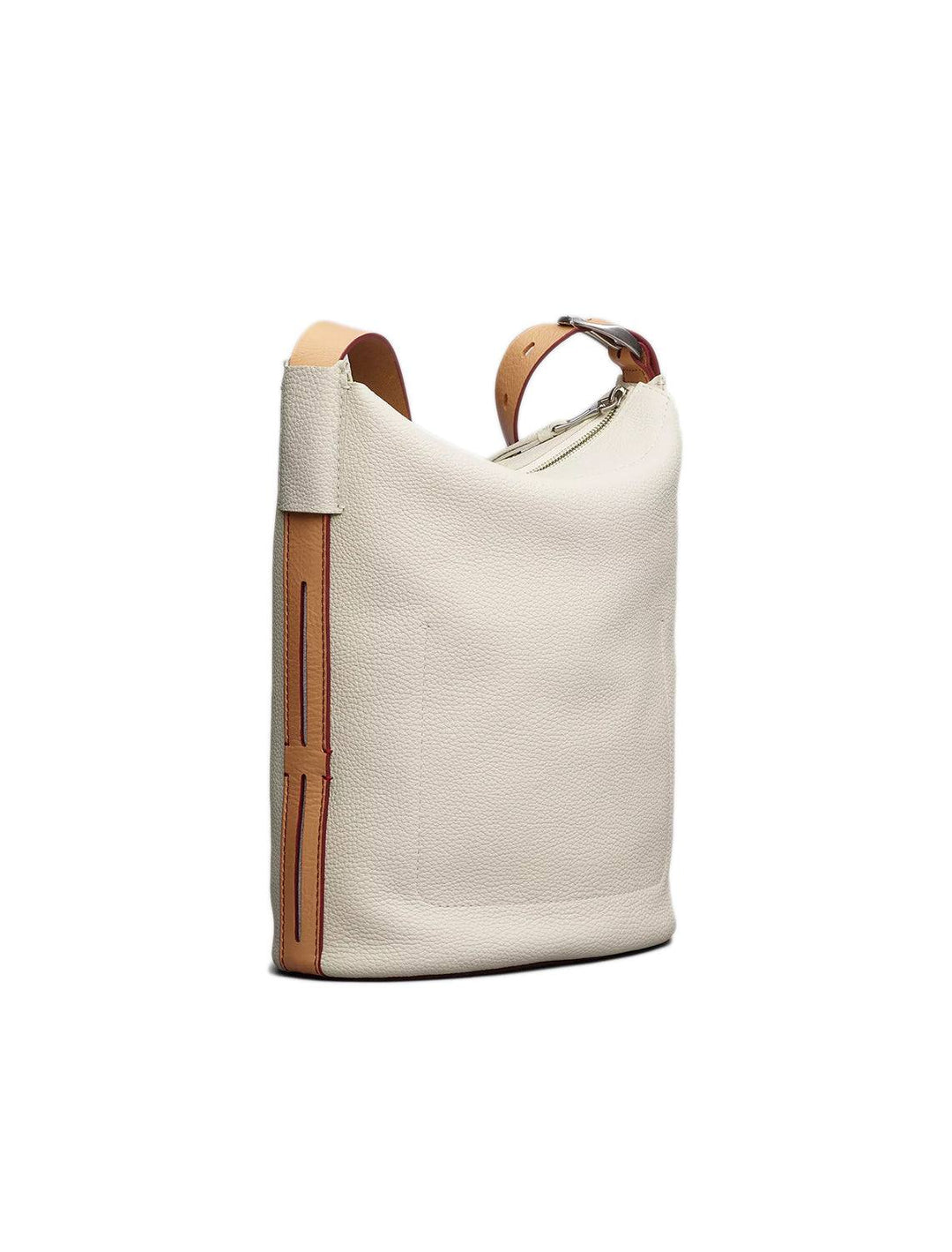 Side angle view of Rag & Bone's belize bag in antique white.