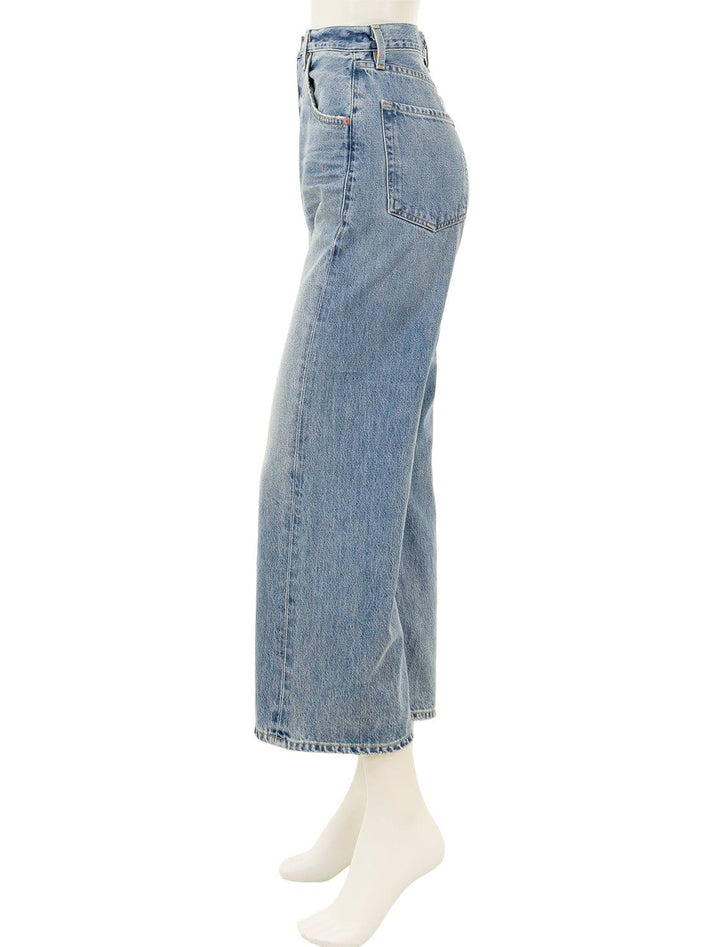 Side view of Citizens of Humanity's gaucho vintage wide leg in sodapop.