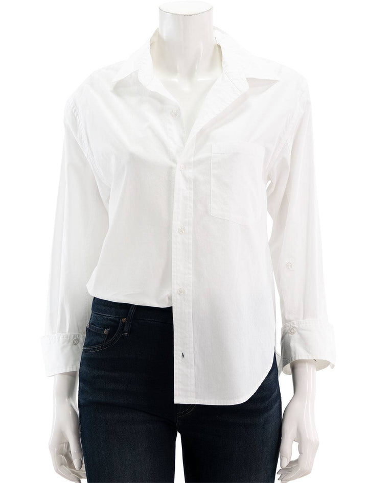 front view of kayla shrunken shirt in optic white
