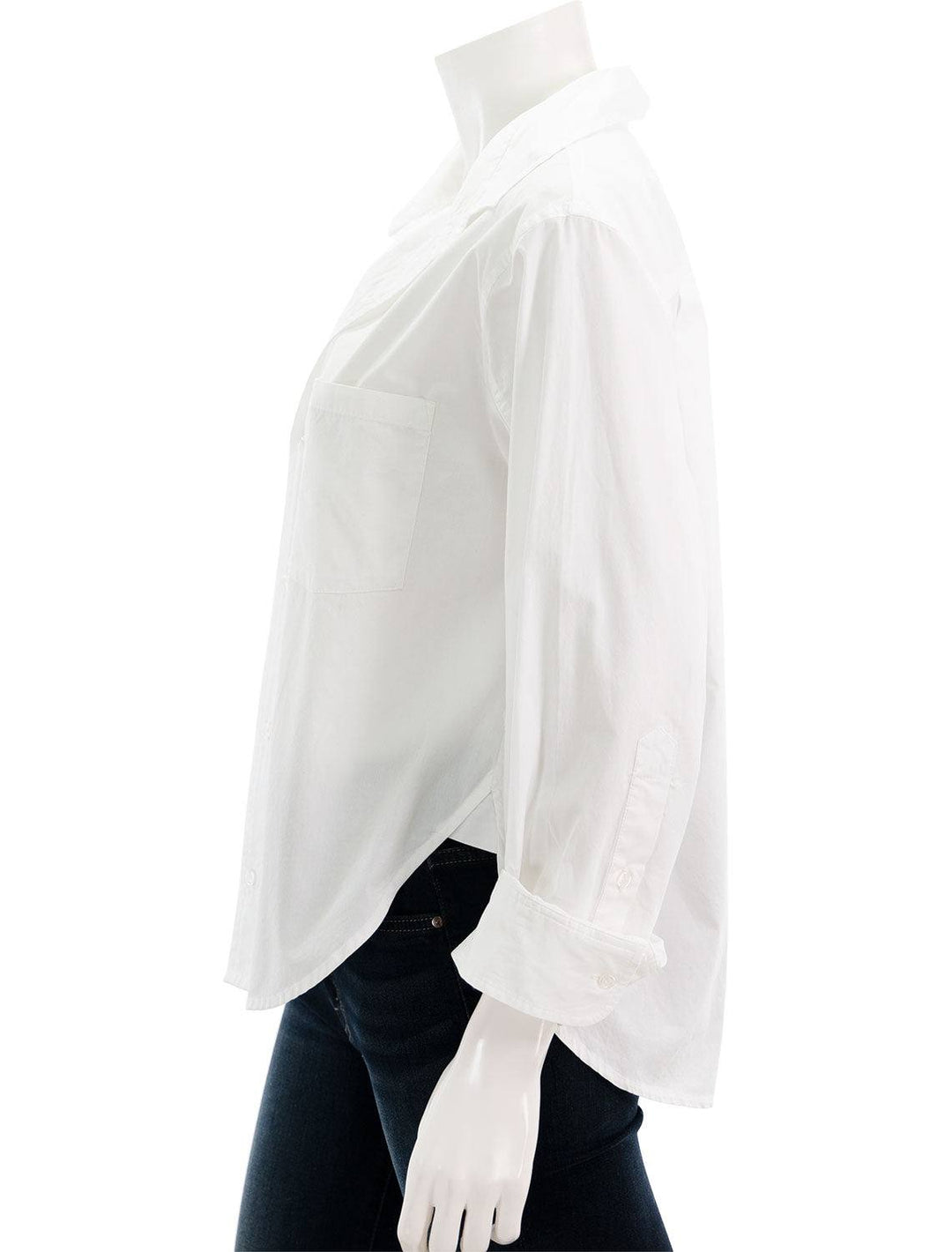 side view of kayla shrunken shirt in optic white