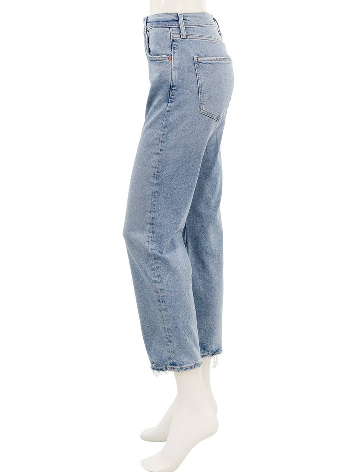 Side view of AGOLDE's kye straight jeans in foreseen.
