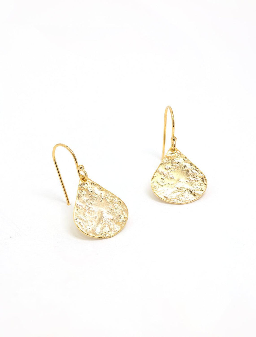 AV Max's textured teardrop earrings in gold.