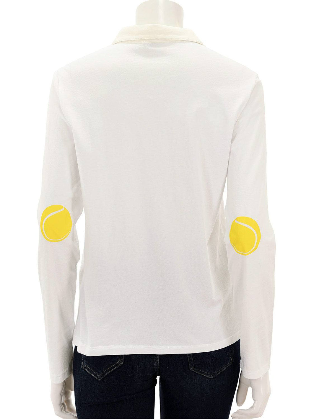 Back view of KULE's the tennis elbow polo in white.