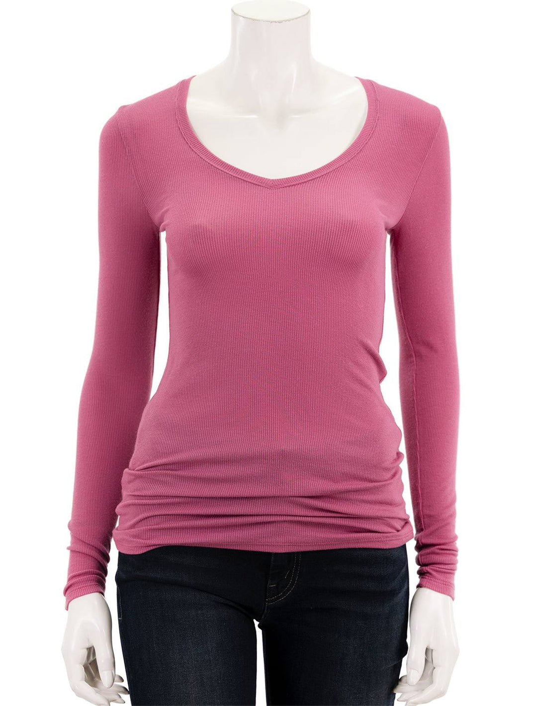 Front view of ATM's micro modal v-neck tee in gardenia.
