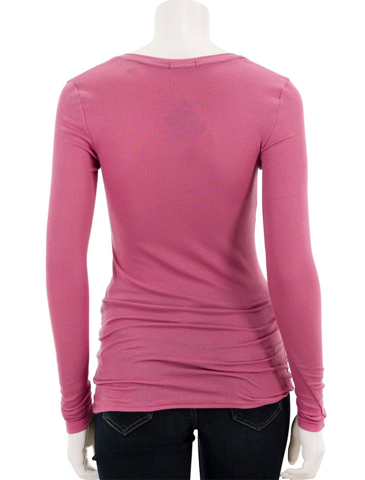 Back view of ATM's micro modal v-neck tee in gardenia.