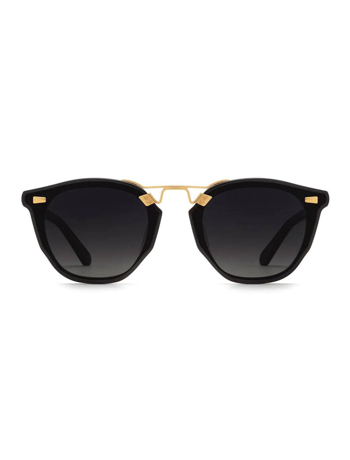 Front view of Krewe's beau nylon in black + shadow 24k polarized.