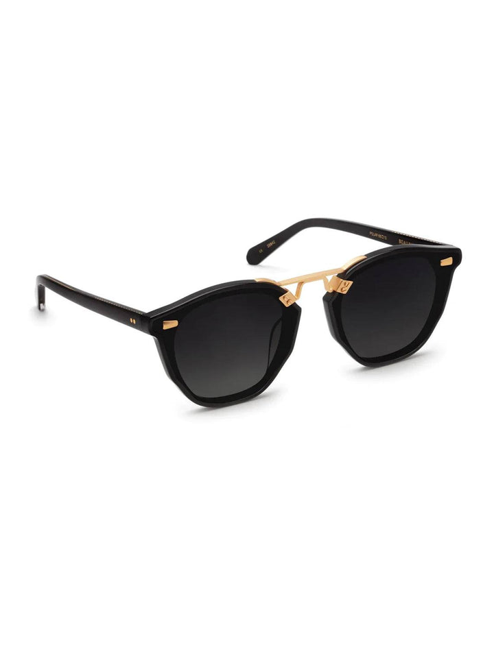 3/4 of Krewe's beau nylon in black + shadow 24k polarized.