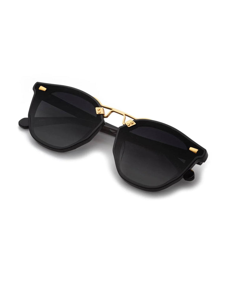 Overhead view of Krewe's beau nylon in black + shadow 24k polarized.