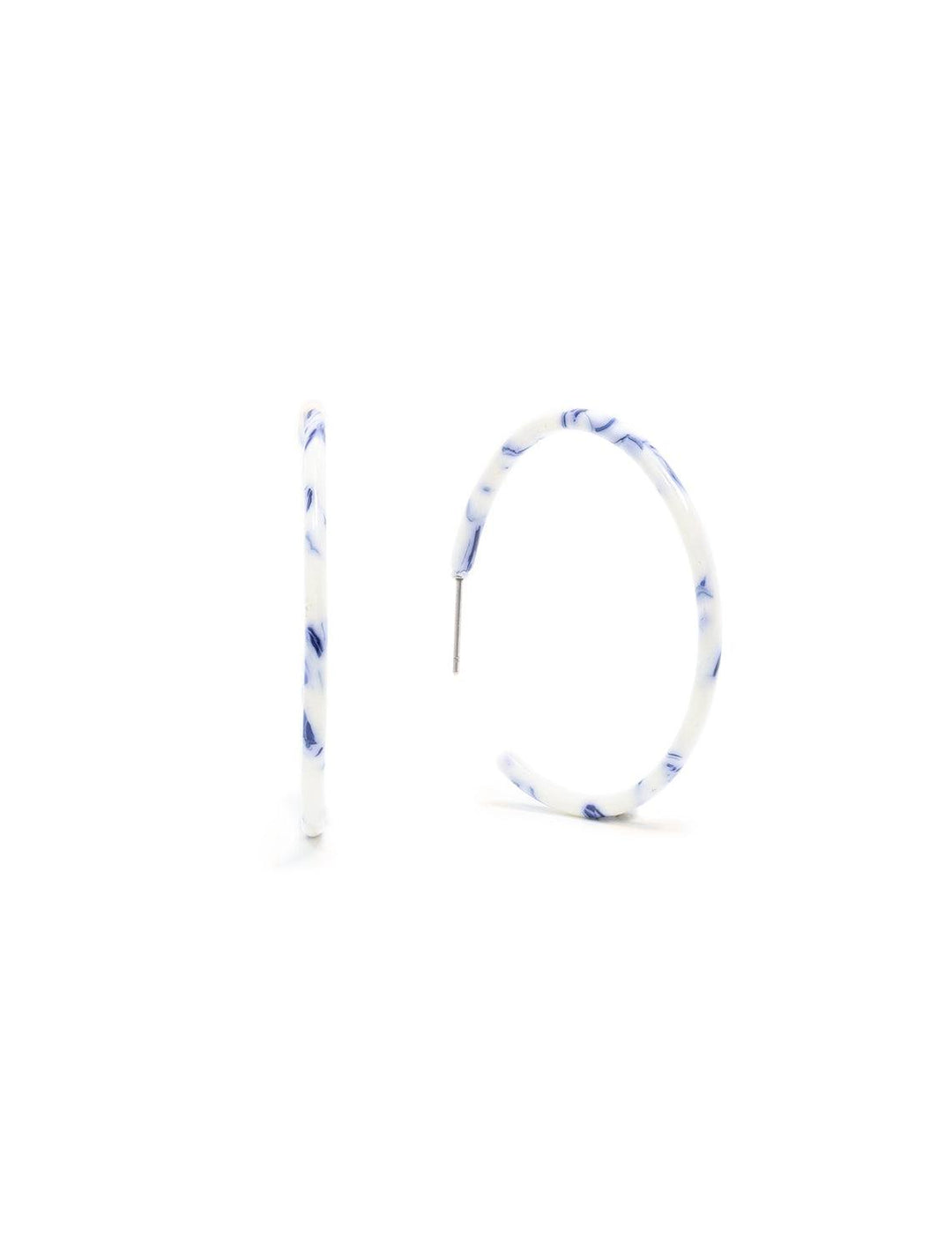 Front view of St. Armand's blue and white skinny hoops.