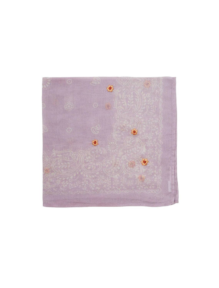 Chan Luu's winsome orchid embroidered bandana, folded.