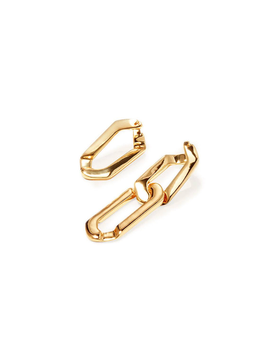 Stylized laydown of Jenny Bird's rafael earrings in gold.