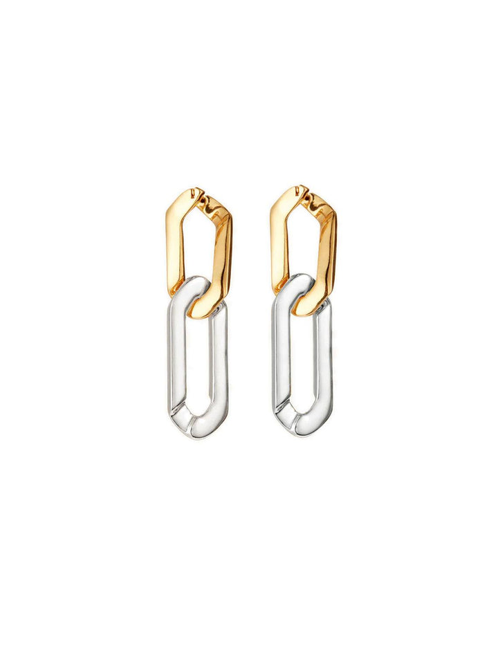Front view of rafael earrings in two tone