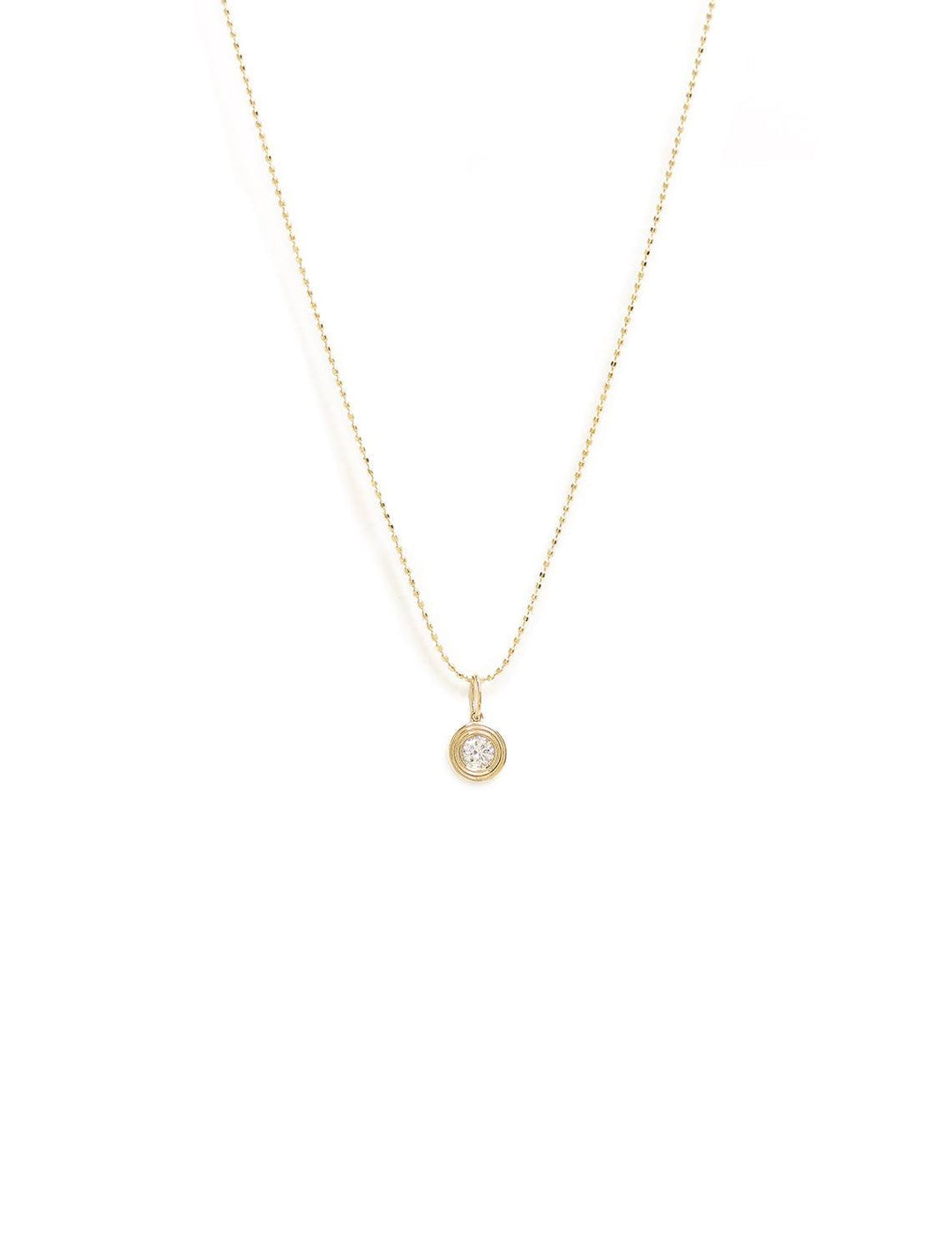 Sydney Evan's Fluted Single Diamond Necklace on 16" Bolita Chain.