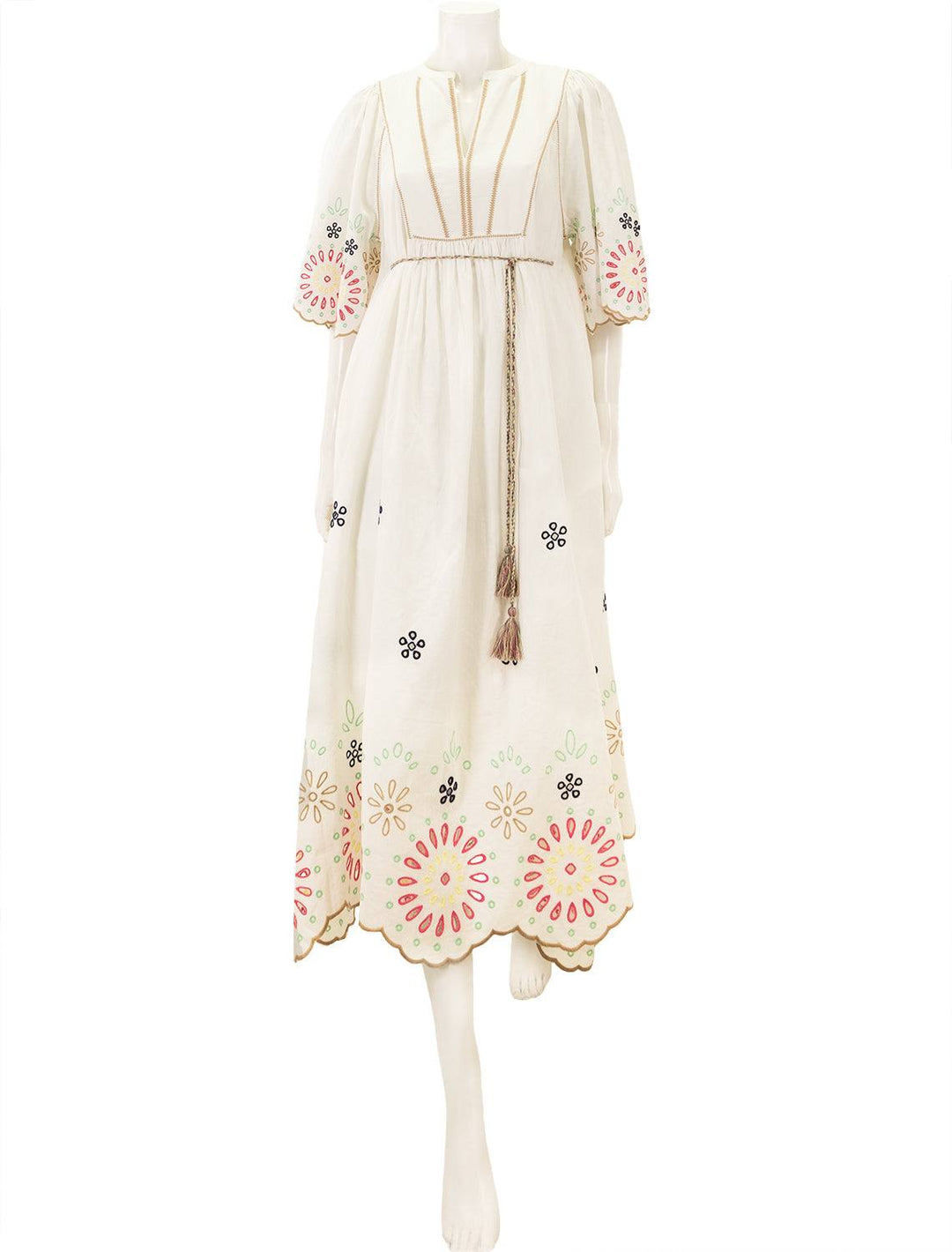 Front view of Scotch & Soda's broderie maxi dress in vanilla.