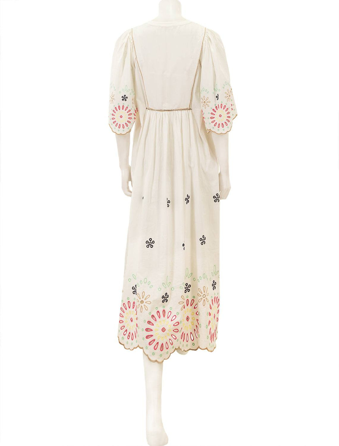 Back view of Scotch & Soda's broderie maxi dress in vanilla.