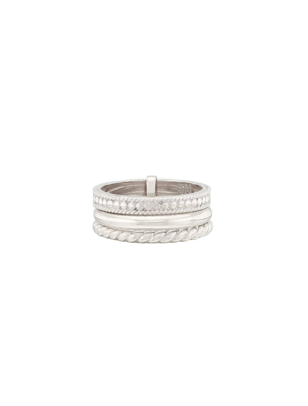 Front view of Anna Beck's classic triple stacking ring.
