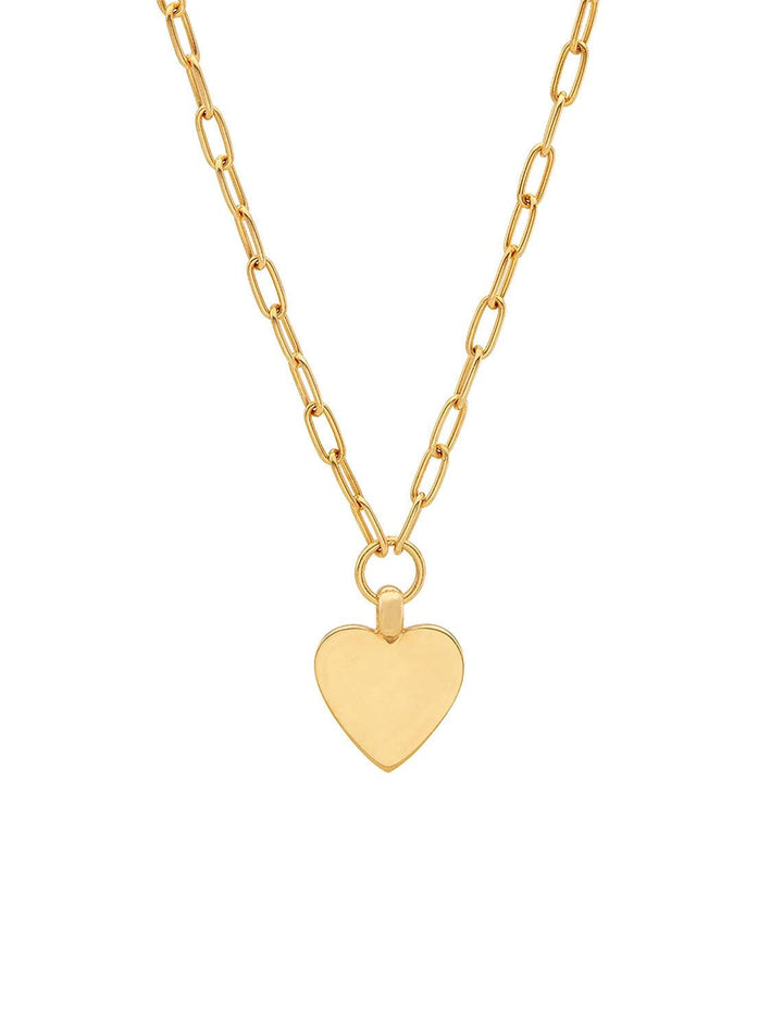 Back view of Anna Beck's medium heart engravable necklace in gold.