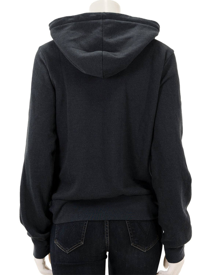 Back view of Aviator Nation's 5 stripe zip hoodie in charcoal.