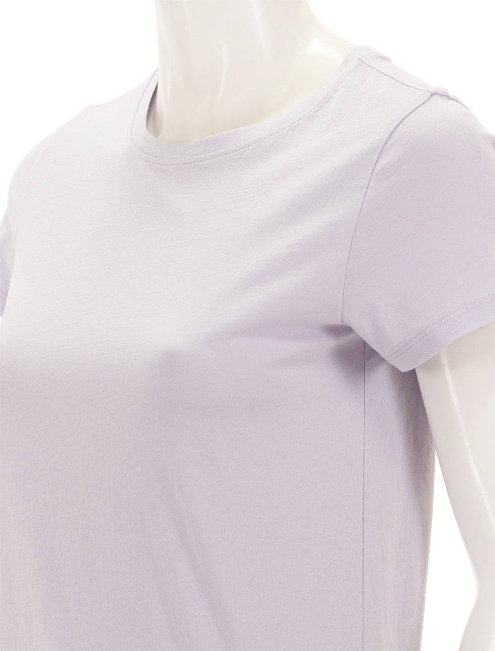 Close-up view of Lilla P's short sleeve crewneck in lily.