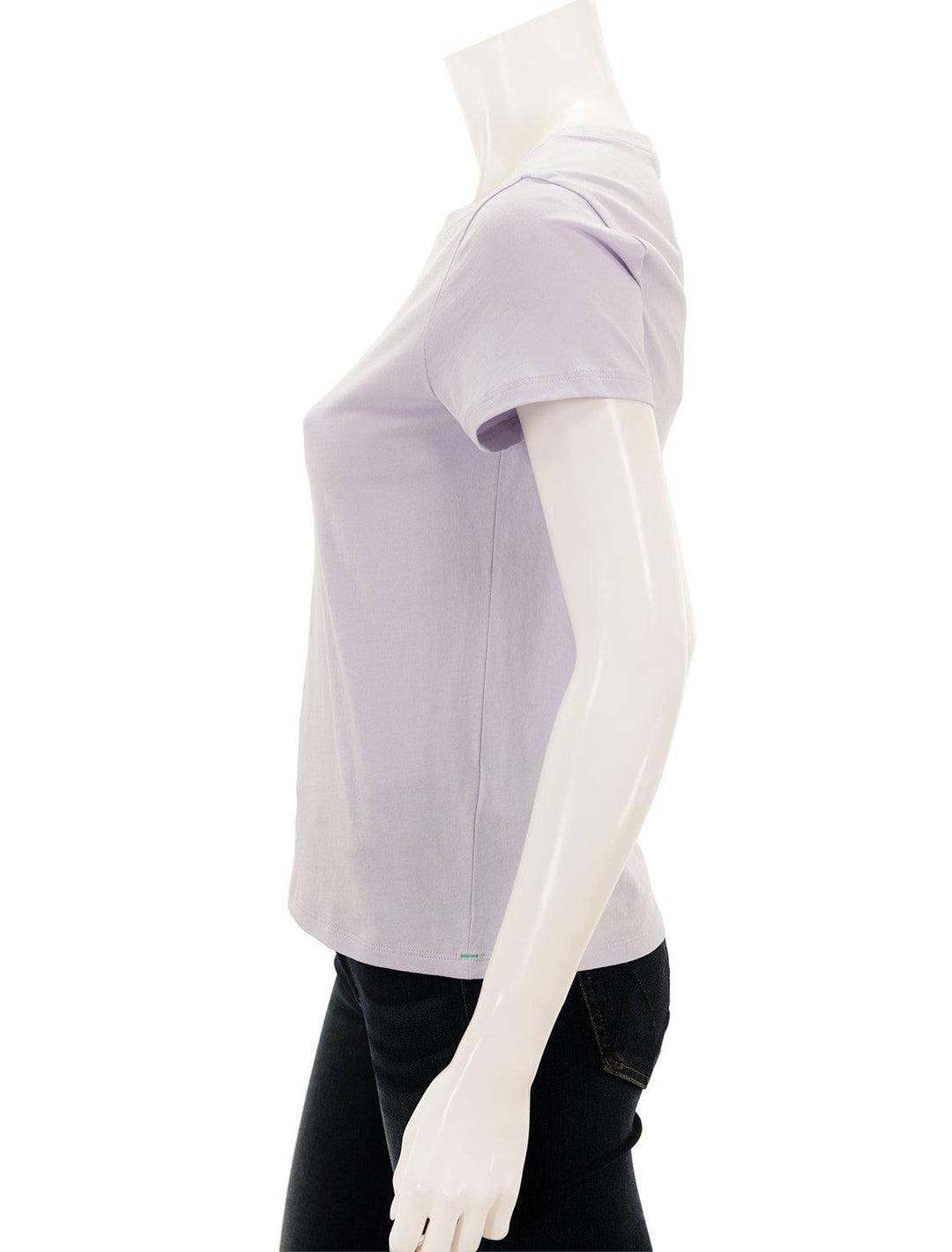 Side view of Lilla P's short sleeve crewneck in lily.