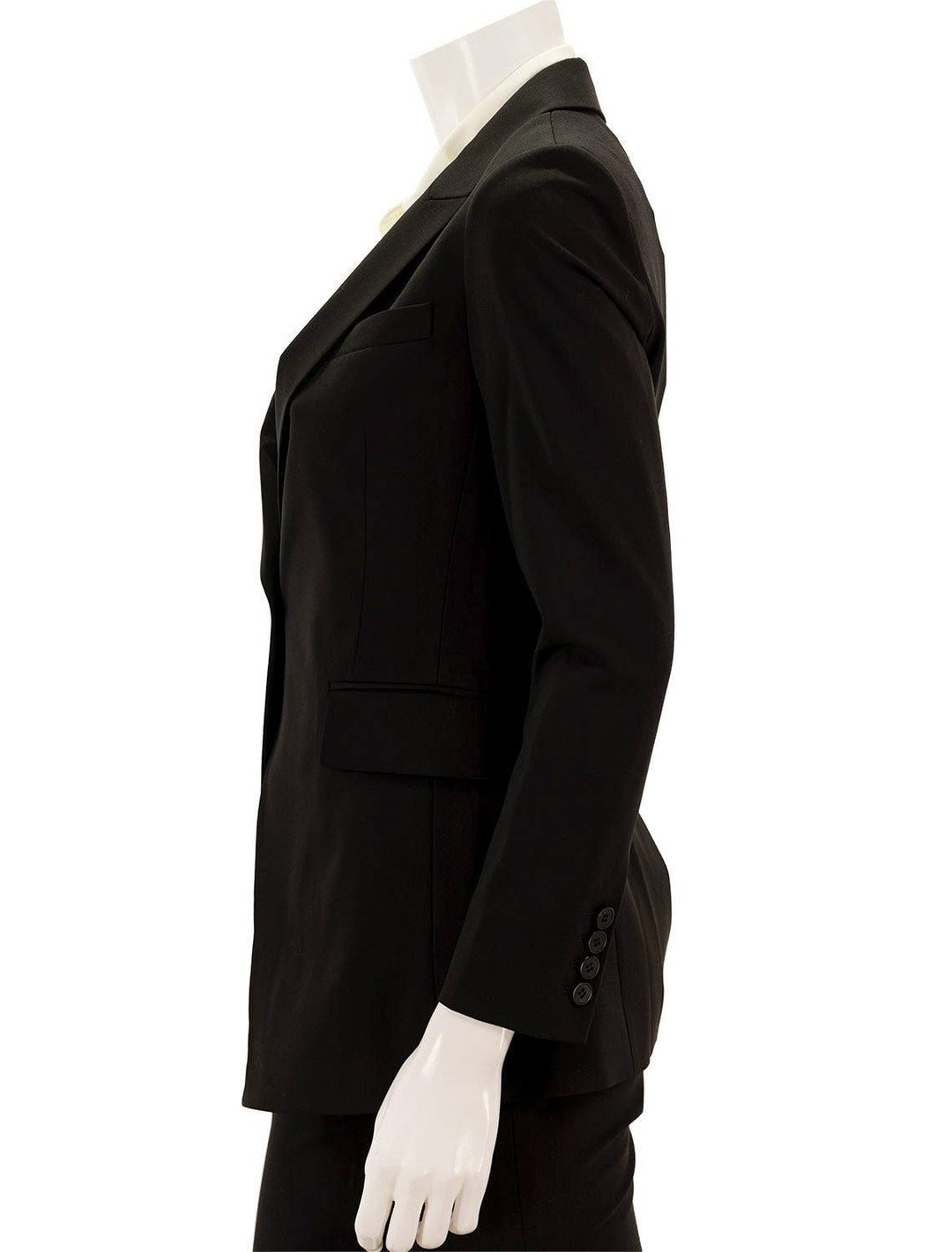Side view of Theory's etiennette blazer in black.