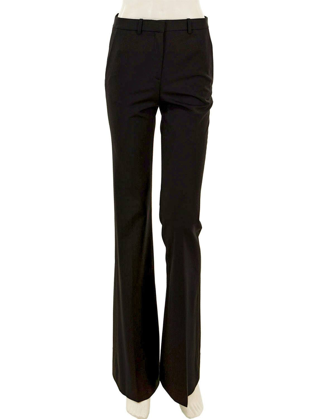 Front view of Theory's demetria traceable wool trousers in black.