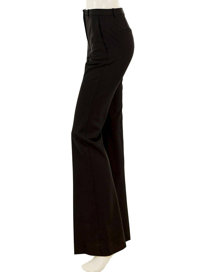Side view of Theory's demetria traceable wool trousers in black.